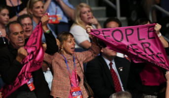CodePink disrupts Mitt Romney’s speech at RNC: “Democracy is not a business!” - interview